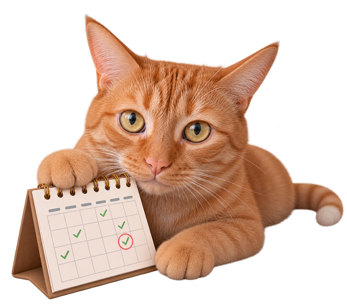 Leo holding a calendar with completed days